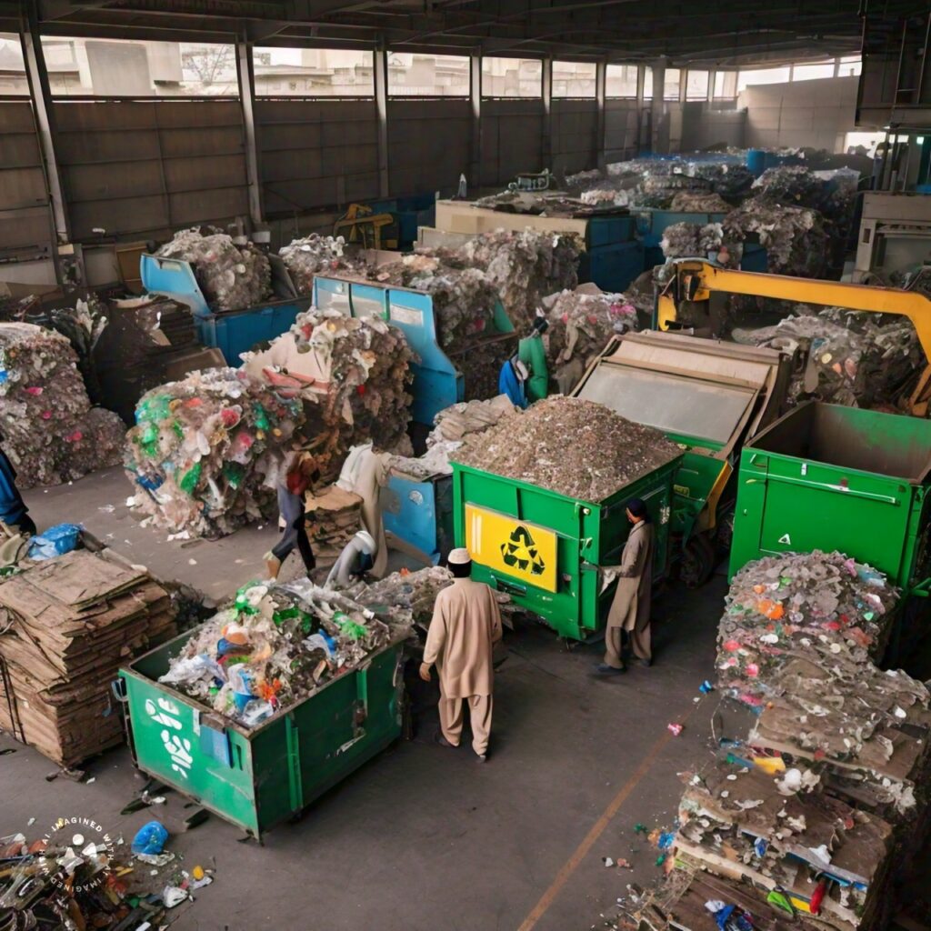 An image of a recycling facility in a Pakistani city