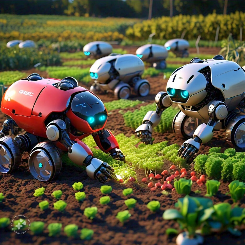 robots working in agriculture fields